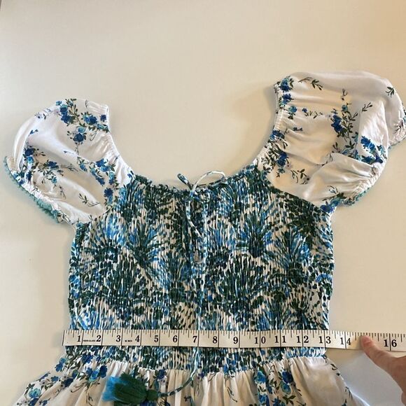 Teal & White Margaux Riviera Layered Mini Dress Size Small - Picture 13 of 15